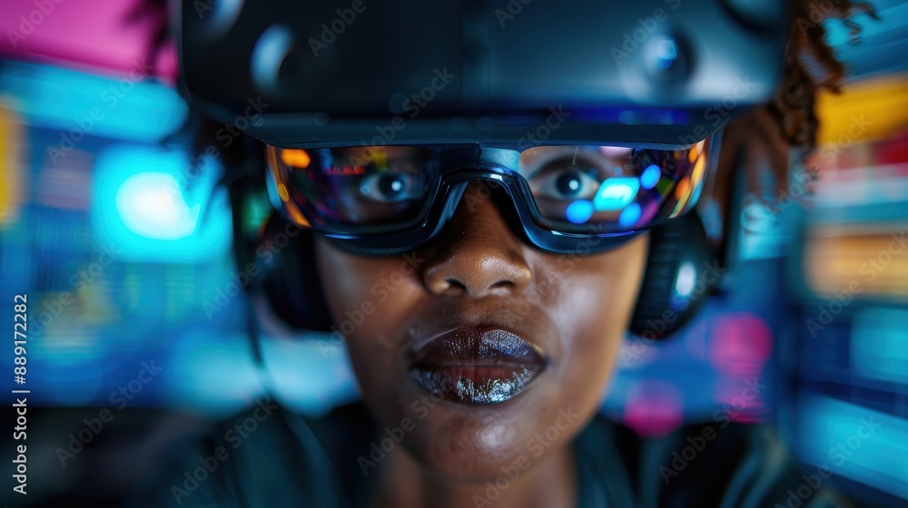 A person shown deep in a virtual environment, using an advanced VR headset with detailed background, showcasing modern immersive technology and digital environments. A person shown deep in a virtual environment, using an advanced VR headset with detailed background, showcasing modern immersive technology and digital environments.