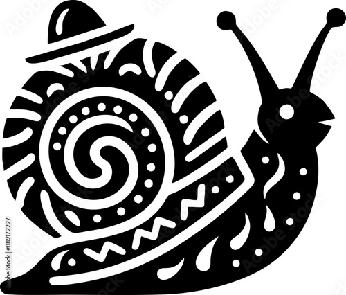 Snail black Solid silhouette in the Mexican style 


