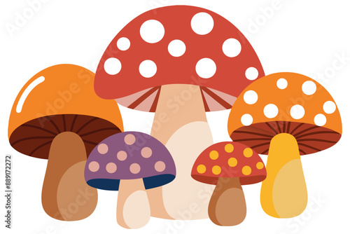 Different mushrooms, watercolor painting L.eps