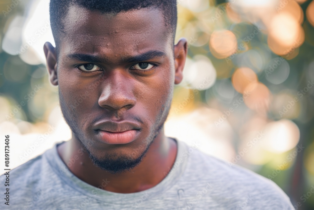 Man Serious. Young Black Male in Casual Attire with Serious Expression Man Serious. Young Black Male in Casual Attire with Serious Expression