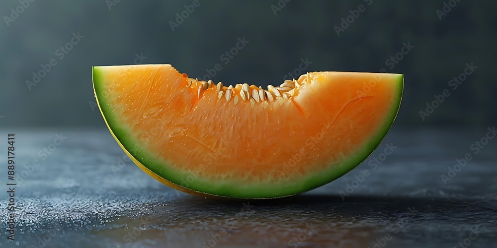 A Sliced Melon on a Dark Blue Background - Realistic Food Photography A Sliced Melon on a Dark Blue Background - Realistic Food Photography