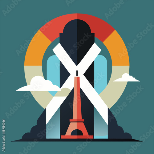 An illustration depicting the iconic Eiffel Tower in Paris