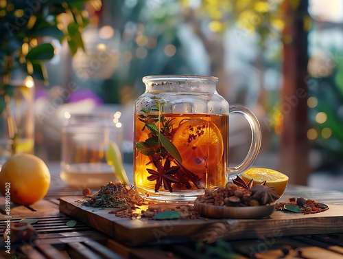 Warm Spiced Tea with Orange and Herbs - Photo photo