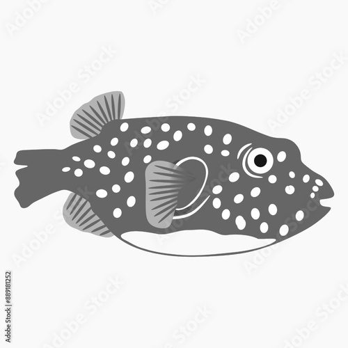 puffer fish illustration on white backgroun