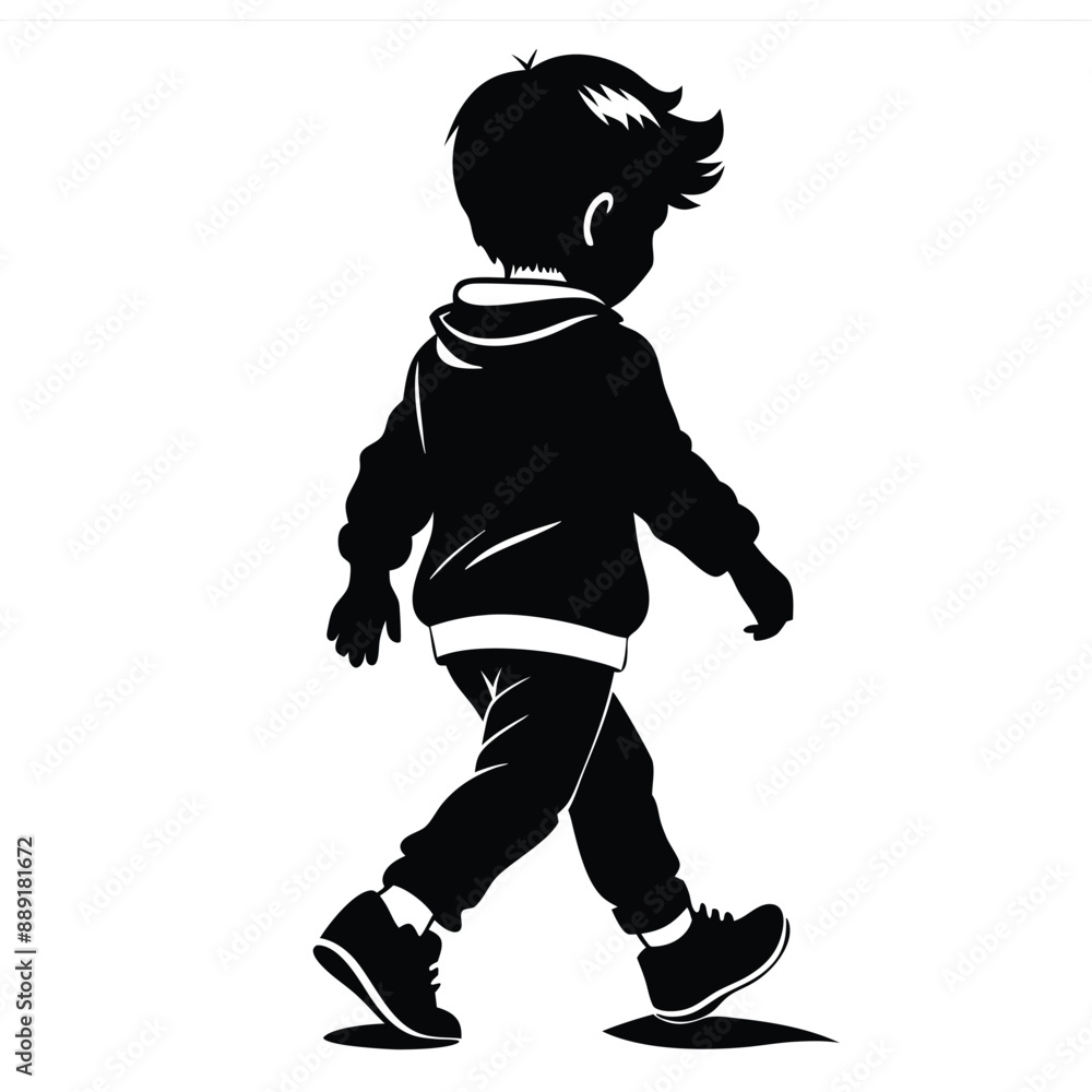 Obraz premium Child Striding Walking Child Symbol, silhouette vector illustration