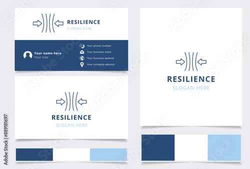 Minimalist resilience logo design featuring arrows pushing through obstacles