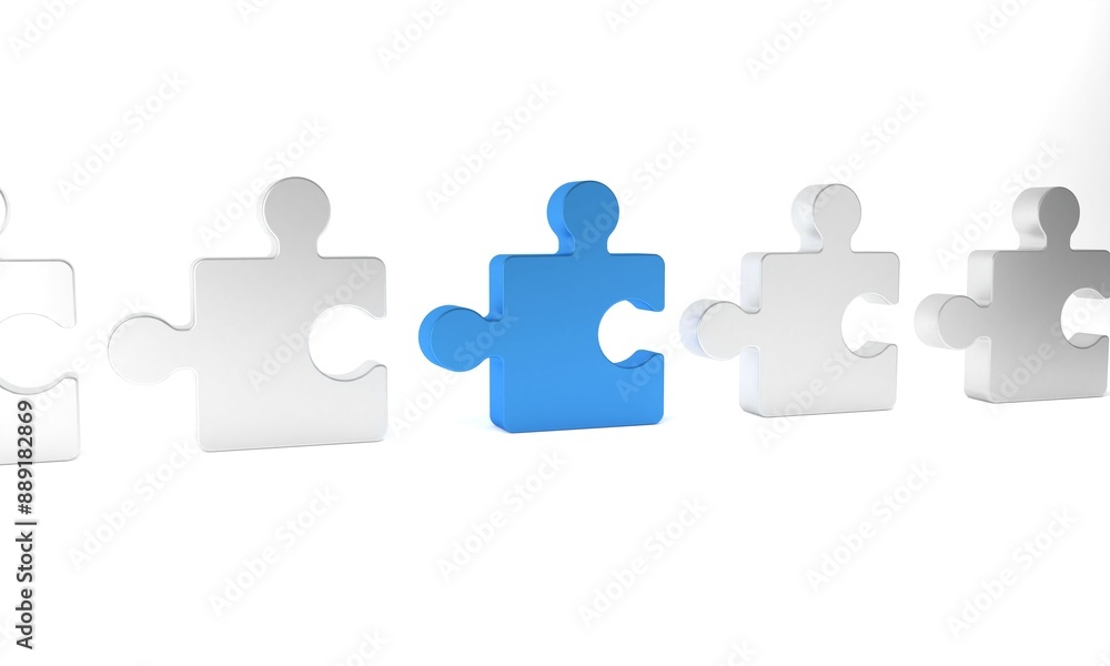 Blue Piece of puzzle icon isolated on white background. Modern flat, business, marketing, finance, internet concept. Minimalism concept. 3D render illustration Blue Piece of puzzle icon isolated on white background. Modern flat, business, marketing, finance, internet concept. Minimalism concept. 3D render illustration