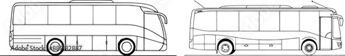 Line drawing of a bus concept. Continuous line draw graphic illustration of a modern bus.