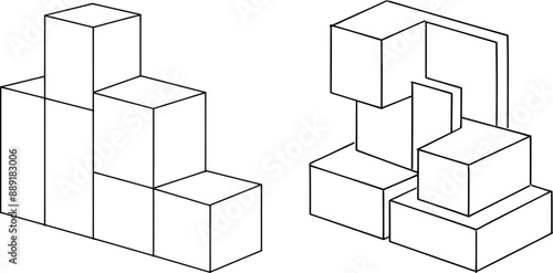 The technology of cloud storage is shown in continuous one-line drawings