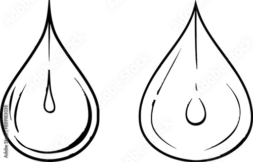 Line art illustration with water or blood drops. Eco concept idea in one line style.