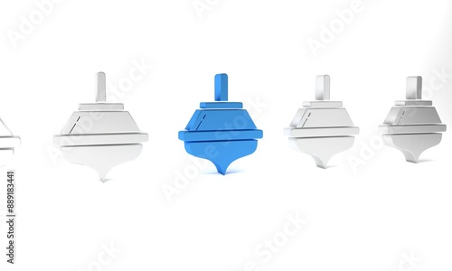 Blue Hanukkah dreidel icon isolated on white background. Minimalism concept. 3D render illustration photo