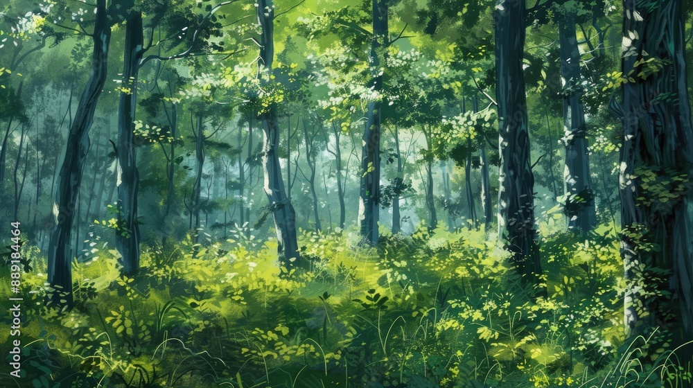 Obraz premium Attractive backdrop of green woods