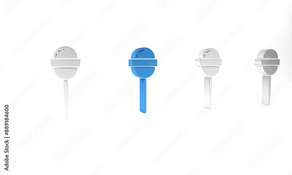 Blue Lollipop icon isolated on white background. Food, delicious symbol. Minimalism concept. 3D render illustration Blue Lollipop icon isolated on white background. Food, delicious symbol. Minimalism concept. 3D render illustration