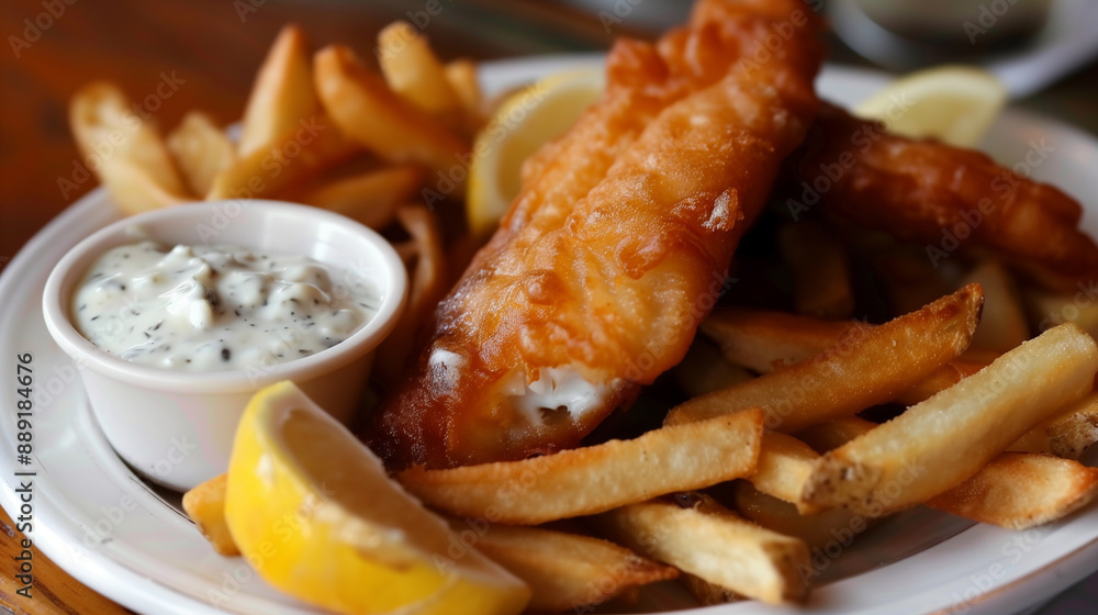 Crispy fish and chips with tartar sauce Crispy fish and chips with tartar sauce