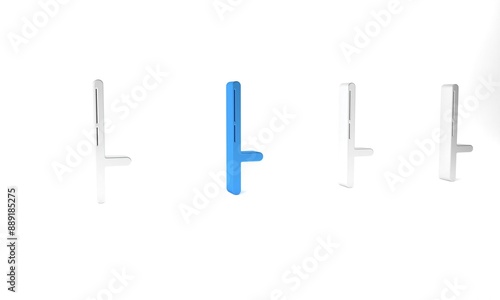 Blue Police rubber baton icon isolated on white background. Rubber truncheon. Police Bat. Police equipment. Minimalism concept. 3D render illustration photo