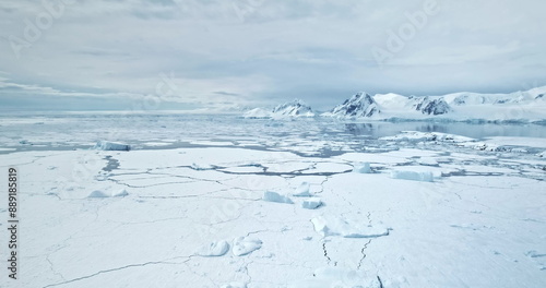 Fotografija Rise up aerial panorama over winter polar landscape