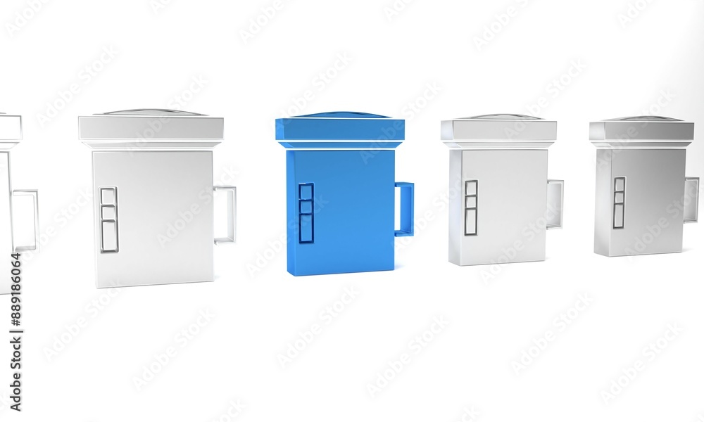 Blue Big flashlight for diver icon isolated on white background. Diving underwater equipment. Minimalism concept. 3D render illustration Blue Big flashlight for diver icon isolated on white background. Diving underwater equipment. Minimalism concept. 3D render illustration