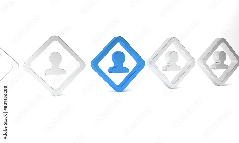 Blue Road traffic sign. Signpost icon isolated on white background. Pointer symbol. Isolated street information sign. Direction sign. Minimalism concept. 3D render illustration Blue Road traffic sign. Signpost icon isolated on white background. Pointer symbol. Isolated street information sign. Direction sign. Minimalism concept. 3D render illustration