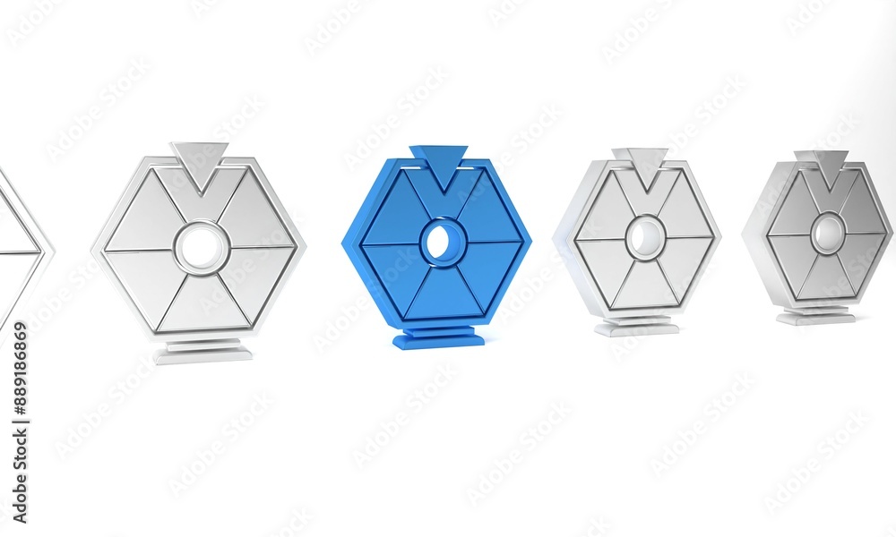 Blue Lucky wheel icon isolated on white background. Minimalism concept. 3D render illustration Blue Lucky wheel icon isolated on white background. Minimalism concept. 3D render illustration
