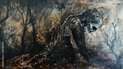 Hope emerging from lifeless wood