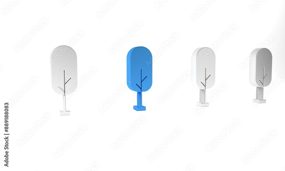 Blue Tree icon isolated on white background. Forest symbol. Minimalism concept. 3D render illustration Blue Tree icon isolated on white background. Forest symbol. Minimalism concept. 3D render illustration