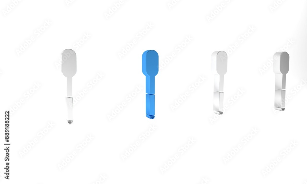 Blue Spoon icon isolated on white background. Cooking utensil. Cutlery sign. Minimalism concept. 3D render illustration Blue Spoon icon isolated on white background. Cooking utensil. Cutlery sign. Minimalism concept. 3D render illustration