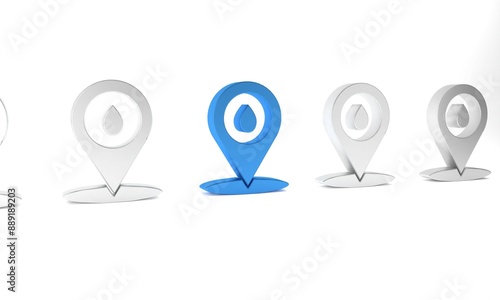 Free Download Blue Refill petrol fuel location icon isolated on white background. Gas station and map pointer. Minimalism concept. 3D render illustration - GFXLoad