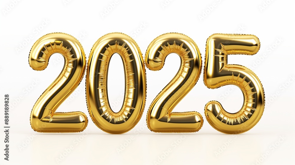 Gold Balloon Numbers 2025 isolated Gold Balloon Numbers 2025 isolated