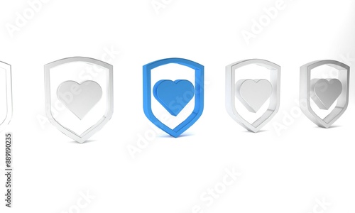 Free Download Blue Heart with shield icon isolated on white background. Love symbol. Security, safety, protection, protect concept. Valentines day. Minimalism concept. 3D render illustration - GFXLoad