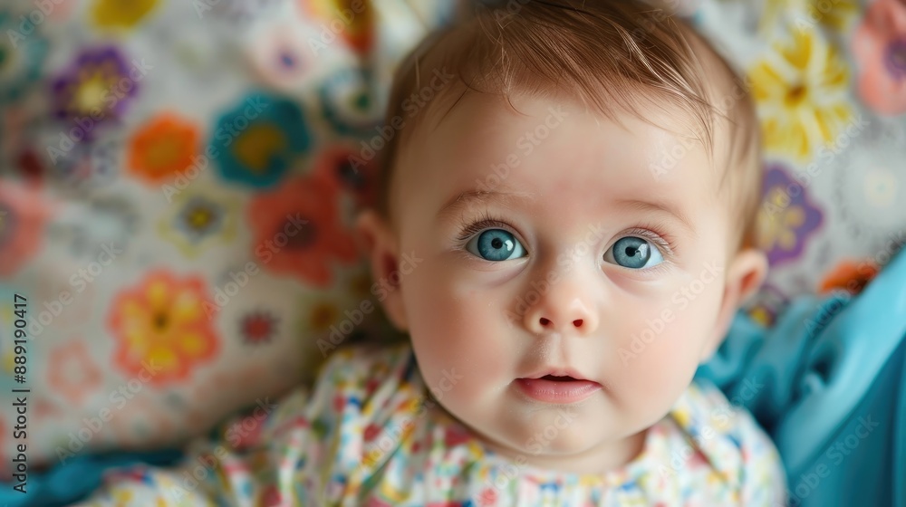 Adorable baby girl with amusing expression staring at the camera Adorable baby girl with amusing expression staring at the camera