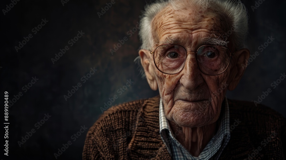 Obraz premium Alphanumeric characters aged 92 on dark background