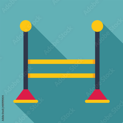 Equestrian show jumping obstacle with two yellow bars and red bases