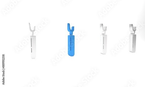 Blue Cutter tool icon isolated on white background. Sewing knife with blade. Minimalism concept. 3D render illustration