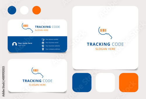 Tracking code logo concept featuring a map pin pointing a barcode
