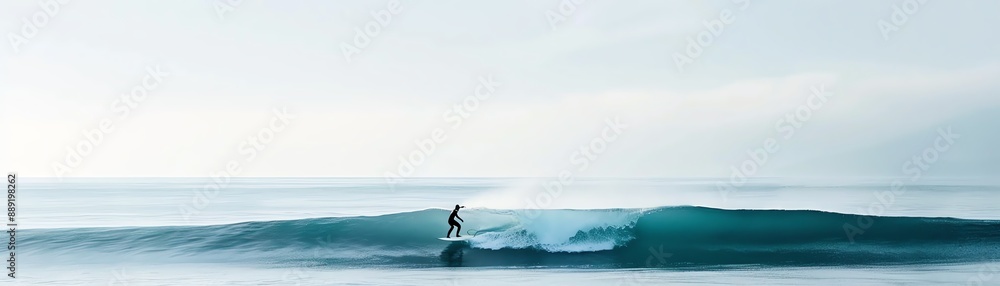 Surfer riding a wave in the ocean with clear blue water and sky, showcasing the beauty and thrill of surfing on a sunny day. Surfer riding a wave in the ocean with clear blue water and sky, showcasing the beauty and thrill of surfing on a sunny day.