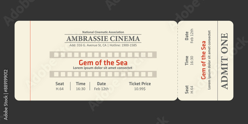 Movie ticket template, classic and simple