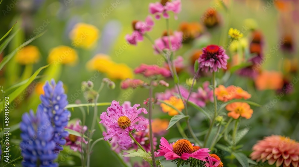 Abundance of summer flowers in the backdrop Abundance of summer flowers in the backdrop