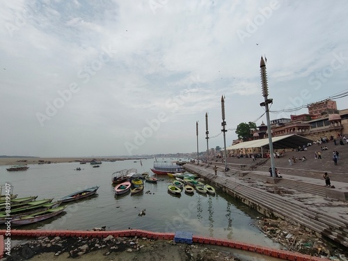 Ganga ghat of banaras with boats