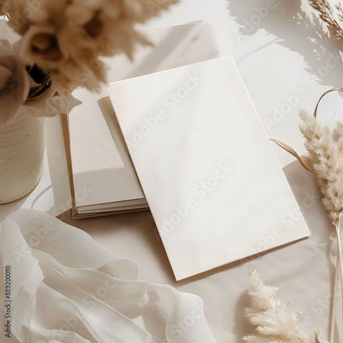 Wedding Card Mockup, PSD, Boho Invitation Card Mockup, Birthday Card, Boho Mockup, A Series Ratio Card