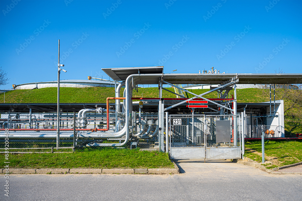 Underground large capacity petrochemical tanks on tanks farm with pipelines Underground large capacity petrochemical tanks on tanks farm with pipelines
