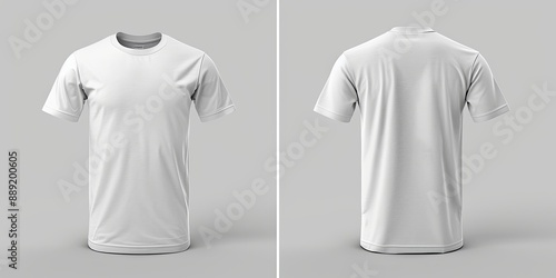 Mockup design featuring a plain white t-shirt, shown from both the front and back perspectives