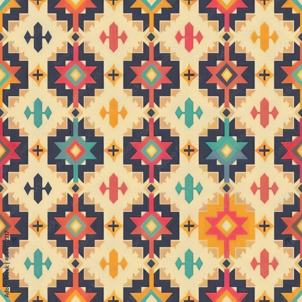 Vibrant Aztec Pattern Seamless Background - Ethnic Textile Design Vibrant Aztec Pattern Seamless Background - Ethnic Textile Design