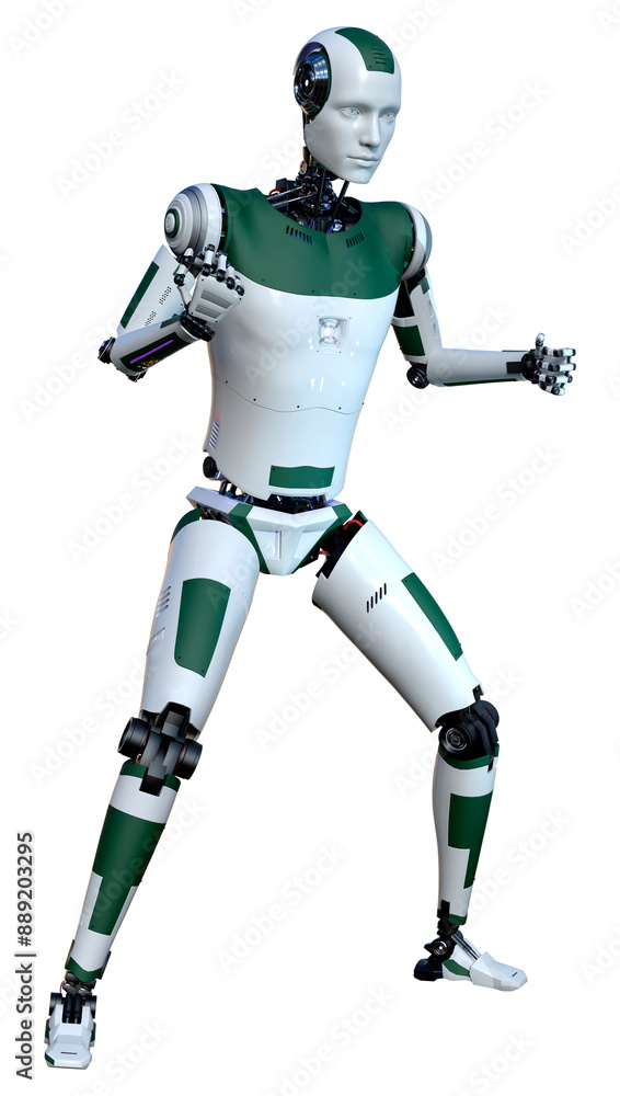 3D Rendering Male Robot on White 3D Rendering Male Robot on White