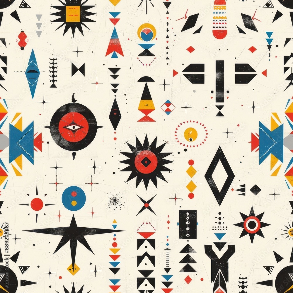 Obraz premium Vibrant Abstract Geometric Tribal Pattern Background