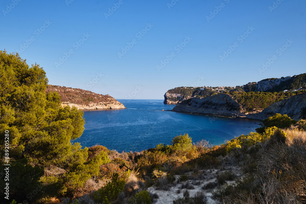The landscape is a quiet rocky bay The landscape is a quiet rocky bay