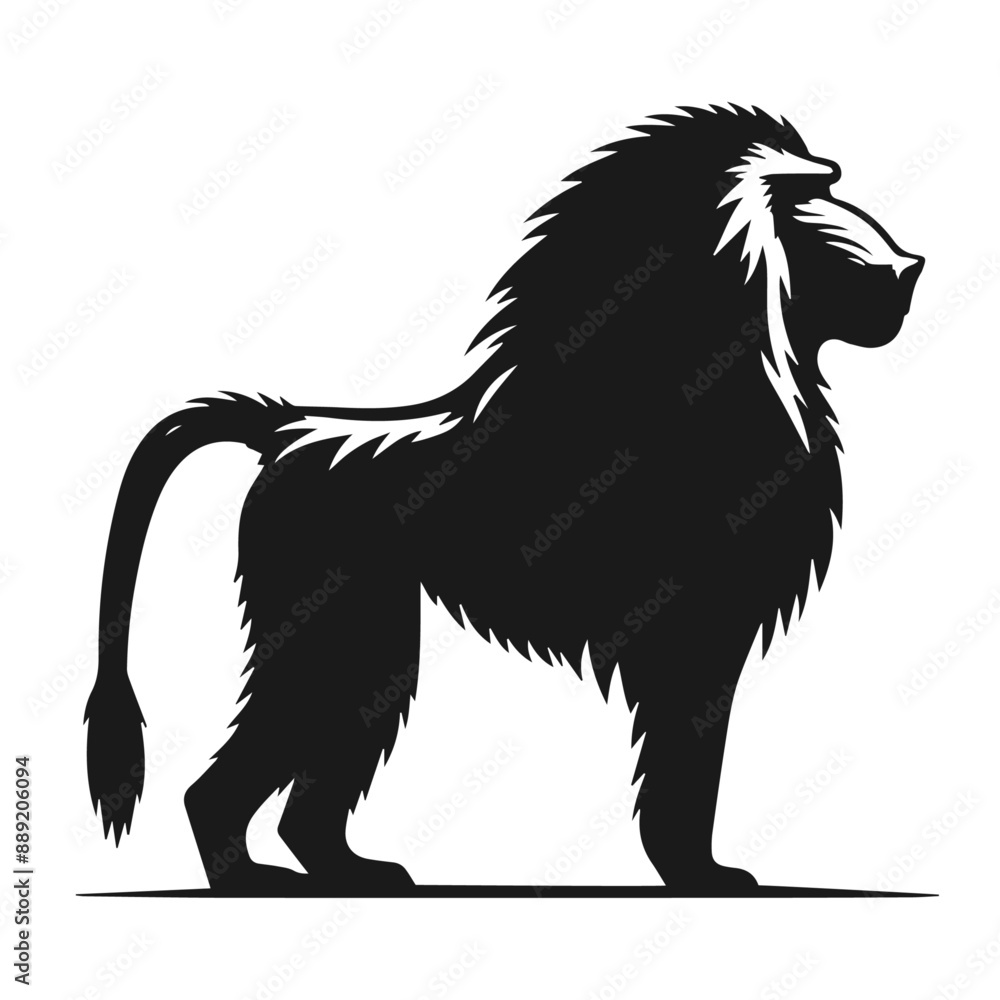 Obraz premium Clean black and white vector Silhouette of a Baboon isolated on white background