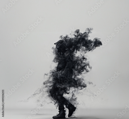 Man covered in black smoke photo