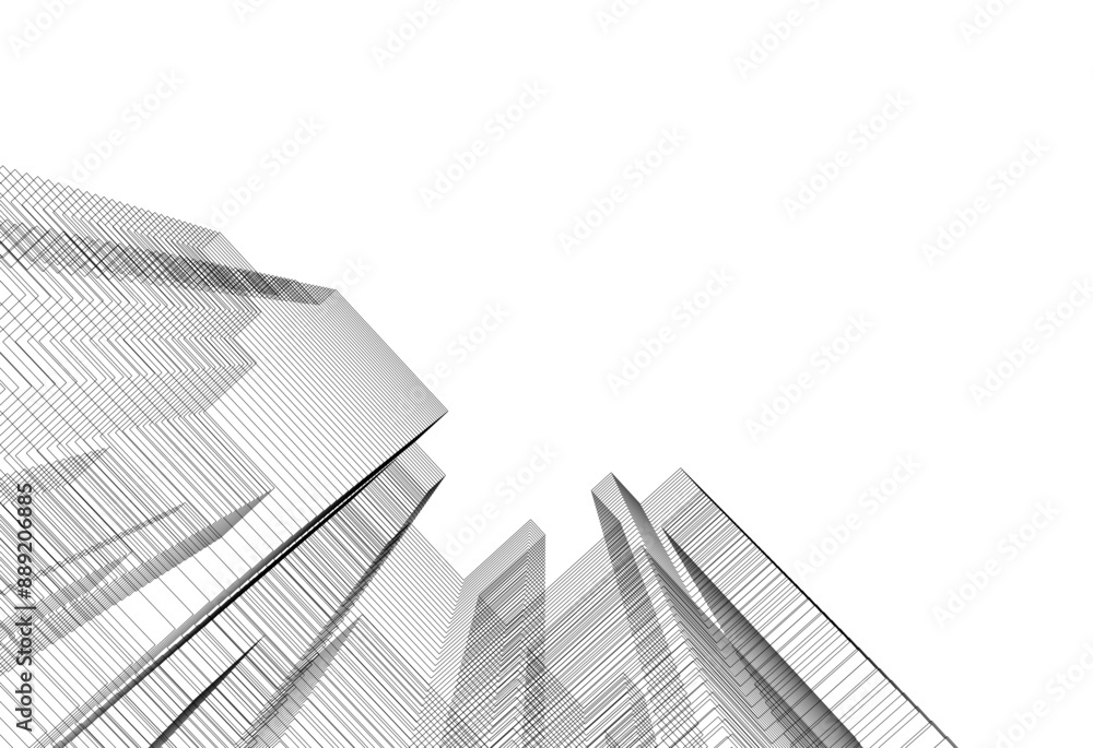 Fototapeta premium Abstract city sketch 3d rendering