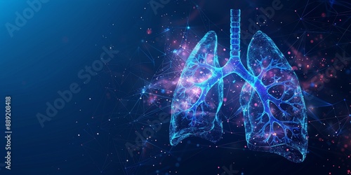 Abstract digital representation of lungs in flames, symbolizing respiratory health and medical technology.