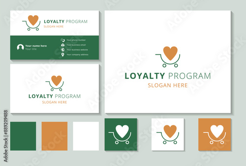 Loyalty program logo featuring a shopping cart and a heart for customer retention